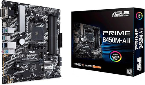 ASUS PRIME B450M-A II, AMD AM4, MATX, 128GB DDR4, 4DIMM, HDMI, DVI, D-SUB, PCIE